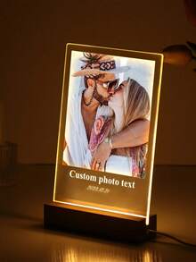 1pc Customized Mother's Day/Family/Couple Photo Collage LED Night Light, Personalized Acrylic Photo & Text Night Lamp, Custom Photo Light, Personalized Photo Collage LED Light, Couple Photo Frame, Personalized Photo Collage Gift, Bedroom Night Light, Birthday Gift, Couple Gift, Unique Wedding Anniversary Gift, Graduation Season Gift, Gift For Mother/Wife/Her/Girlfriend/Friend - Yellow - View 5