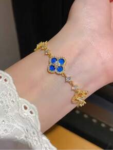 1pc Luxury Zirconia Flower Delicate New Bracelet, Versatile Adjustable Handchain, High-End Accessory - Flower Bracelet - View 10