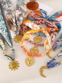 1pc Bohemian Style Fashionable Luxurious Elegant Exquisite Titanium Steel Heart & Sun Moon Print Necklace, Suitable For Women, Sisters And Couples, Ideal For Valentine's Day, Casual Dates, Parties, Holidays, Gifts And Vacations - Colorful - View 7