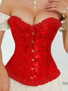 Palace Style Corset With Boning To Shape Waist And Push Up Bust, Sexy Jacquard Shapewear Top, Suitable For Wearing With A Dress, 1pc