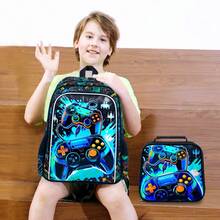 3pcs Backpack For Boys And Girls, Vacation Party Lightweight Large Capacity Roller Game Machine School Bookbag