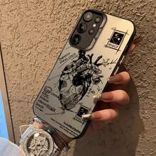 Estuche para teléfono con patrón de corazón de boceto estético para Galaxy S10+/S20Ultra/S21Fe/S22Ultra/S23/S24/S24Plus/M10S/M12/Note20/A03/A04E/A05S/A10S/A11/A12/A13/A14/A15/A20/A21S/A22/A23/A24/A25/A30/A30S/A31/A32/A33/A34/A35/A50/A52/A53/A54/A55/A70/A71/A72/Note 20Ultra - Negro - Ver 7