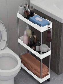 1 件节省空间的 3/4 层储物架，浴室收纳架，落地式多功能搁架，适用于浴室、厨房、办公室、客厅，易于组装，可移动，馈赠佳品