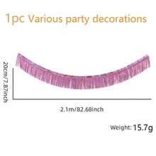 2 Stücke 4 Meter Metall Quastengirlande - Silber Quasten Hintergrund, hängende Quastenkränze, vielseitig einsetzbare Hängedekoration, Metall Quasten Wanddekoration Hängehintergrund Tischröcke, metallische Folie Silber Quasten Fotohintergrund für Paradeumzüge, Weihnachtsdekoration Zuhause, Weihnachten