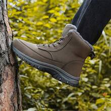 男士靴子万圣节户外多功能雪地靴踝靴徒步登山靴时尚女式冬季靴子，具有强大的抓地力支撑，适合男女，适合户外旅行探险登山 - 卡其色 - 查看 5