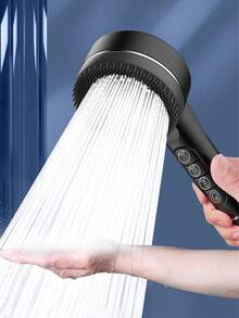 Plastic Shower Head Set, Wall-Mounted Hanger, Super Strong Spray, 1.5m Black Soft Hose, With Bracket, Suitable For Home Bathroom - Black - View 2