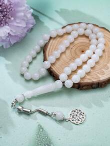 1 pieza Pulsera de 45 cuentas de oración de resina de 10 mm, de estilo árabe elegante y versátil, joyería de resina de lujo y colorida