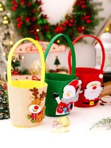 1pc Christmas Storage Baskets Set - Non-Woven Gift Organizer With Handles & Santa Decor, Sturdy Festive Storage For Holiday Decorations, Ornament Storage, Room Decor, Home Decor, Offices Decor, Theme Party Decor, Christmas Decor Christmas Decorations Winter