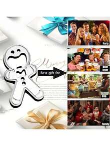 15 pièces/set Ensemble cadeau ouvre-bouteille bonhomme en pain d'épices de Noël - Design de dessin animé mignon, en acier inoxydable, métal, ouvre-bouteille manuel, comprenant 5 pièces d'ouvre-bouteilles bonhomme en pain d'épices, 5 pièces de cartes sapin de Noël, 5 pièces de sacs en laine flocon de neige rouge. Parfait pour la cuisine, les fêtes et les cadeaux de Noël, accessoires ludiques, détails raffinés, accessoires de fête