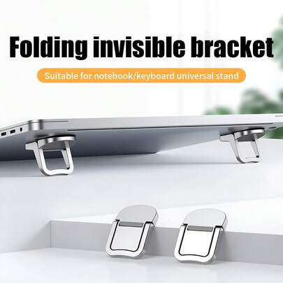 2 pièces/set Support pour ordinateur portable argent/noir, réglage de la hauteur à deux niveaux pour une augmentation facile de la hauteur, refroidissement rapide pour mini portable et support stable anti-vibrations, adhésif au dos pour une installation facile du support pour ordinateur portable