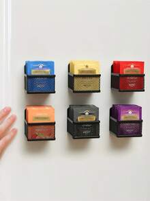 1pc Magnetic Tea Bag Organizer,Black Metal Tea Storage Box,Wall-Mounted Space Saving Tea Organizers And Storage For Refrigerator, Kitchen Shelf And Counter. - Black - View 12