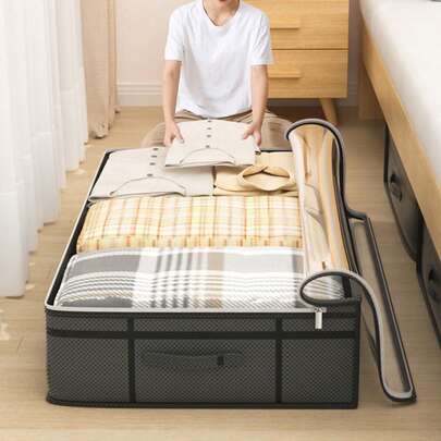 1pc Underbed Storage Bag, Quilt Storage Box, Bedroom Storage, With Visible Window And Handle, Waterproof And Moisture-Proof, Suitable For Storing Blankets And Idle Items At Home, Large Capacity Dust-Proof Storage Bag