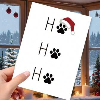 1PC, HO HO HO Dog's Paw Card, Christmas Greeting Card For Boyfriend Girlfriend Couple, Husband Wife Couple