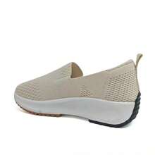 Women's Casual Slip-On Sneakers With Thick Sole - Breathable And Lightweight Mesh Shoes, Ideal For Spring, Summer, Students, Travel, And Daily Use - Beige - View 3