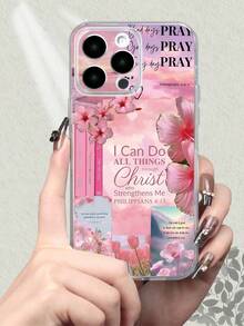 Inspirational Floral & Bible Verse Print Phone Case For IPhone 11/12/13/14/15/16 Series, Clear TPU Material With Built - In Shock - Proof Stripes, Motivational & Protective Phone Cover With - Trong sáng - Xem 7
