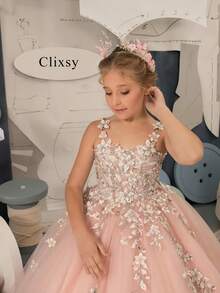 Sweetie Flower Girl Dresses Mesh Tulle Lace Appliques Princess Pageant Dresses For Girls Kids Party Ball Gowns,First Communion Dress,Tween Girls Princess Dress,Birthday,Wedding Or Photoshoot Outfit,Dance Performance Dress,Piano Performance Dress,Perfect For Shows,Birthday Parties,Vacations,Pageant,Prom Dress