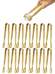 8pcs-Luxury Golden Mini Serving Tongs, Premium Stainless Steel Sugar Cube Tongs, Ice Tongs, Stainless Steel Food Tongs For Household, Perfect For Snacks/Appetizers/Candies/Cheese/Charcuterie Boards/Tea Parties/Mother's Day/Weddings/Housewarming, Mirror Polished,Halloween, Christmas, Thanksgiving, Harvest Festival, Autumn Decorations, Gifts - Gold - View 2