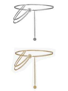 1件装女士合金吊坠腰链，时尚复古优雅身体链，适合万圣节、夏季、学校秋季等场合佩戴。