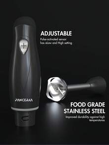1 套 PANCERKA 100W 多功能手持搅拌机，重型铜芯电机，304 不锈钢材质，包含打蛋器和奶泡器配件，不锈钢刀片，适用于制作汤、冰沙、果泥（欧标插头） - 查看 4