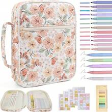 Floral Bible Cover Case With Highlighters Large Bible Tote Bags Organizer Quilted Carrying Case For Girls,Bible Study Suppliesn Journaling Kit Book Carrying Case With Highlighters Supplies Accessories Christian Gifts For Women For Storing Pens, Bookmarks, Stickers, Notebooks - Hoa bướm mùa thu - Xem 11