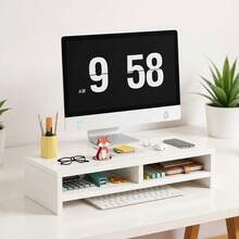 モニター台 パソコン台 組立簡単 滑り止め 2段収納 「人間工学デザイン！姿勢改善」幅50cm モニタースタンド 50ⅹ25ⅹ14 耐荷重40kg パソコンラック キーボード収納 PCラック プリンタ台 卓上 収納 工具不要 耐荷重設計 - ホワイト - チェックする 3