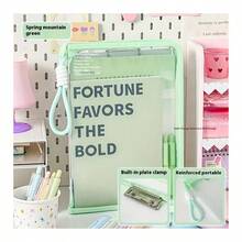 1 件马卡龙透明 A4 文件夹，大容量可容纳课本，拉链封口储物袋，学生手持加厚防水文件整理器，返校文具