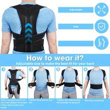 男士姿势矫正器（1件装）| 可调节上背部支撑带，锁骨支撑，缓解颈部、背部和肩部疼痛，矫正脊柱，姿势训练器，柔软舒适材质，贴合稳固支撑，适合办公室、居家和运动，促进自然挺拔姿势，自用或圣诞礼物皆宜 - 黑色 - 查看 8