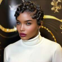 C Part Culry Lace Front Wig For Women Short Wig Human Hair Pre Plucked Pixie Cut Wig 13x4 Lace Wig With Baby Hair 1B Color 150% Density - SNatural - View 5