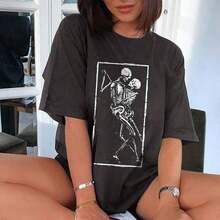 Women's Tops Letter Tee Graphic T-Shirts, Vintage Shirts For Women Cute Graphic Tee Spring Short Sleeve Tops Oversized Tshirts Teen Aesthetic Clothing-For Women, Holiday, Vacation,Daily Casual Fashion And Versatility. -Unisex Loose - Fit Comfortable Vintage Street - Style Cotton T - Shirt Top - 可愛的襯衫 #F1 - 查看 4