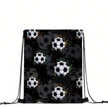 Mochila con estampado de jugador de fútbol de dibujos animados - Mochila de cordón, bolsa de gimnasio para entusiastas del fútbol, plegable, bolsa de cuerdas, bolsa de natación, ligera, de gran capacidad, con compartimento para zapatos, bolsa deportiva, bolsa de fitness y yoga para viajes, regalo para fans del fútbol. Bolsa deportiva de 16 in * 13 in para deportes, fitness, ejercicio, viajes, vacaciones, mujeres y hombres, bolsa de viaje esencial y duradera para yoga
