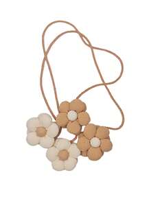 Handmade Corduroy Flower Car Rearview Mirror Hanger, Beige & Brown Floral Auto Interior Decoration, Cute Vehicle Charm Pendant For Car Accessories Lovers, Ideal Gift For Women - one-size - View 7