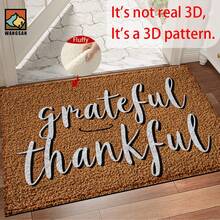 1pc/2pcs Grateful Thankful Pattern Bathroom Anti-Slip Mat, Faux Cashmere Material, Plush Decoration Suitable For Bathrooms, Doorways, Kitchens & Festive Decorations, Machine Washable, Gift Idea - Multicolor - View 2