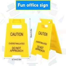 Funny Office Prank Desk Sign, Caution Overstimulated Do Not Approach Warning Sign Humorous Gag Gift Mini Desk Decor For Coworkers Employees Boss Teammate Office Workplace Cubicle Home - 白色 - 查看 2