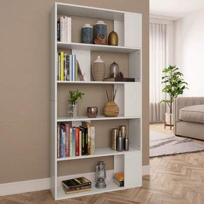 Libreria/divisorio per ambienti Larryhot bianco Legno ingegnerizzato, resistente e durevole, facile da montare, stile decorativo, adatto per riporre soprammobili, statuette, libri, piccoli oggetti, ecc.