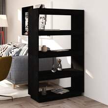 Libreria/divisorio per ambienti Larryhot Nero 80x35x135 cm Pino massiccio, robusto e durevole, facile da montare, stile decorativo, adatto per riporre soprammobili, statuette, libri, piccoli oggetti, ecc. - nero - Visualizzare 2