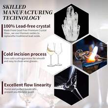 VEKENSEE Juego de 6 Copas de Vino Tinto, Vasos de Vino de Vidrio Transparente, Vasos Clásicos de Tallo Largo para Degustación de vVinos, para Fiesta, Boda, Cumplea?os, Día de la Madre (300ML) - negro - Ver 7