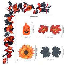 1 件万圣节壁炉挂饰、带南瓜装饰的秋叶花环、感恩节丰收节家庭派对装饰、室内外前门装饰以及适合节日家居的奇特万圣节派对装饰