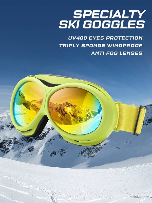 3-In-1 Anti-Fog Professional Dual-Layer Lens Ski Goggles, Polycarbonate Anti-Explosion Lenses, UV400 Protection, Includes Headband & Cleaning Cloth