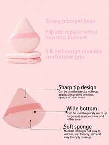 5/10 丝绒三角粉扑套装，粉扑组合，气垫粉扑可重复使用，小型化妆工具，散粉扑（干湿两用），丝绒粉底混合海绵。适用于粉底霜、气垫粉底和面部彩妆，适合所有肤质。 - 彩色 - 查看 6