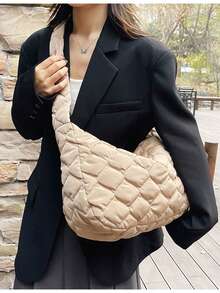 1 pieza Bolso de hombro plisado tipo nube para mujer, bolso cruzado casual de gran capacidad, diseño de otoño/invierno 2025