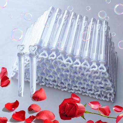 10/20/50/100 piezas Varitas de burbujas con forma de corazón (botella vacía) creativas, palitos de burbujas para decoración de bodas/fiestas