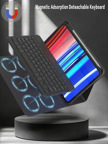 适用于 iPad 的旋转保护键盘套，兼容 iPad 第十代，采用 PU 皮革材质，适用于 iPad 10.2 英寸、9/8/7 英寸、Air 3/10.5 英寸、Pro 11 英寸（2018/2020/2021/2022 年款），配备亚克力背板和 Apple Pencil 插槽，适用于 iPad (A16) 11 英寸第十一代（2025 年款），支持 3 档角度调节，兼容 iPad Air 4/5/11 英寸 (M2) 2024 年款/(M3) 2025 年款，内置 150mAh 电池 - 黑色 - 黑色 - 查看 3