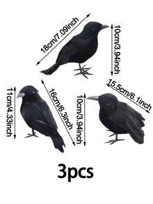 Set de 6 cuervos negros con plumas realistas para decoración, aptos para uso en interior y exterior como decoración de Halloween en el patio, árboles, jardín, terraza, hogar y exteriores. - Multicolor - Ver 14