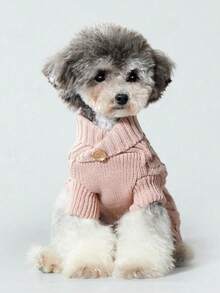 时尚四脚罗纹设计狗狗毛衣，高领保暖宠物套头衫，惠比特犬和意大利灵缇犬专属冬季服装，大型犬合身连体衣，柔软针织防风宠物冬季服装，简约狗狗保暖衣服，舒适合身宠物冬季连体衣 - 藕粉色 - 查看 11