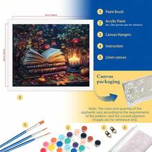 1 pieza Pintura por números Fruta de libros Pintura de arte en lienzo por números para principiantes en lienzo Pintura por número DIY Kits 40x50cm/16x20 pulgadas Sin marco