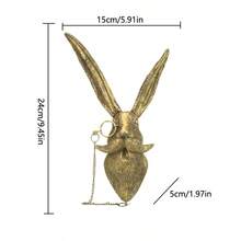 Animal Head Wall Hook, Simulated Rabbit & Mouse Sculpture Decorative Hook, Creative Key Hanger For Home Room Storage - Bronze - View 8