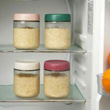 4PCS 600ml Overnight Oats Jars Airtight Oat Container For Yogurt W/4 Spoon Lids - Multicolor - View 6
