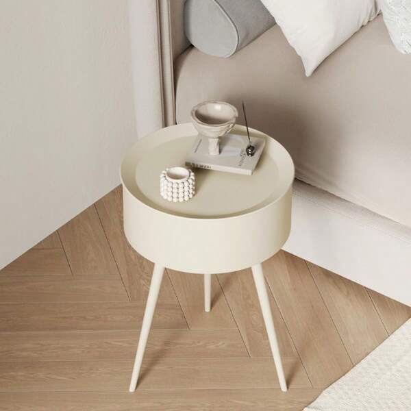 Small Round Side Table 3 Legged Nightstand End Table With Storage For Small Spaces