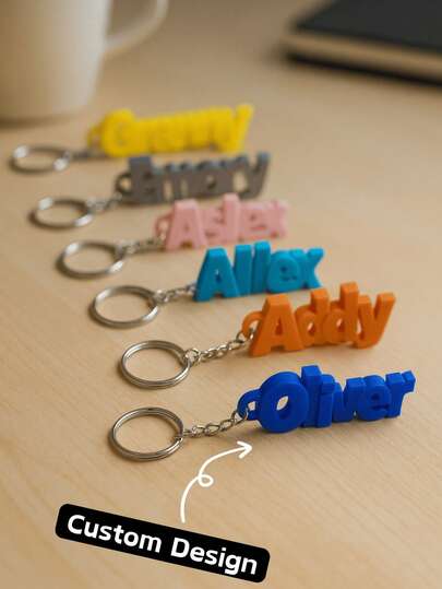 1pc Personalized 3D Printed Name Keychain, Custom Text Acrylic Key Ring, Stylish Font Design, Colorful Letter Tag, Durable Lightweight Bag Charm, Unique Gift Idea, Travel Luggage Tag, Creative Party Favor, Everyday Carry Accessory For Friends And Family