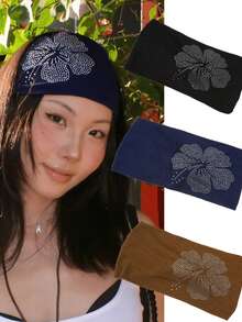 1件复古水钻芙蓉花发带，时尚女士运动发带，时尚运动头巾发饰，秋冬度假装扮时尚发带，优雅围巾女士头巾柔软头巾 - 彩色 - 查看 22